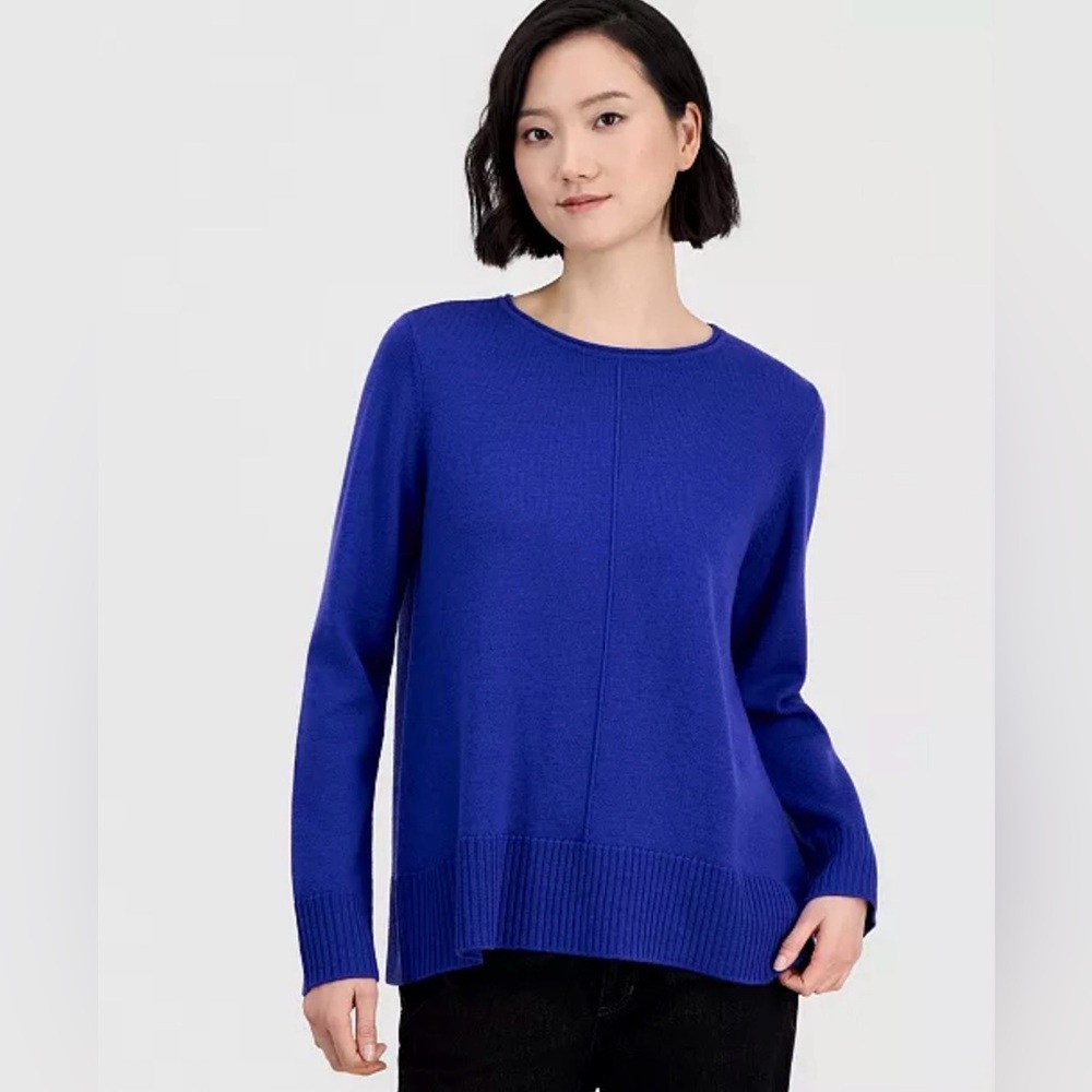 Eileen Fisher Petite Royal Blue Boxy Pullover Sweater – Italian Yarn